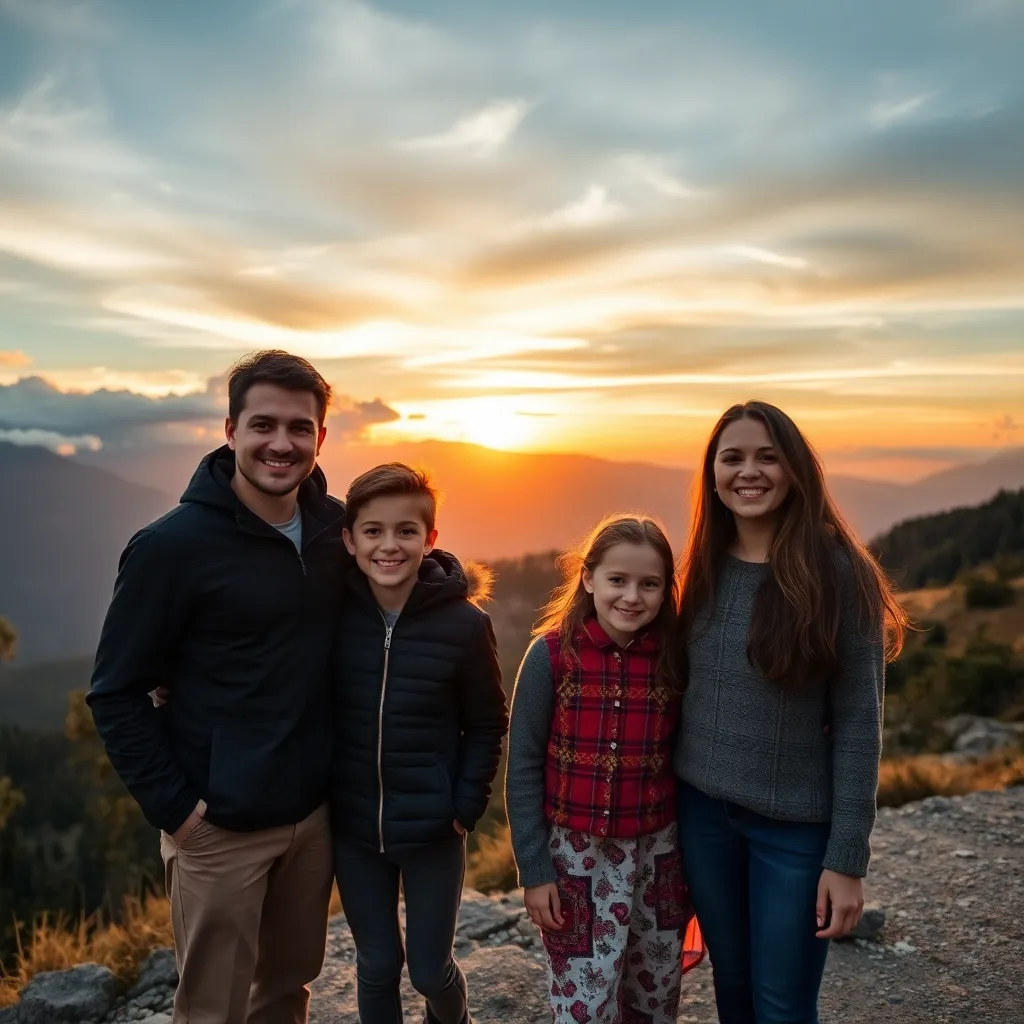 Семья в горах Грузии